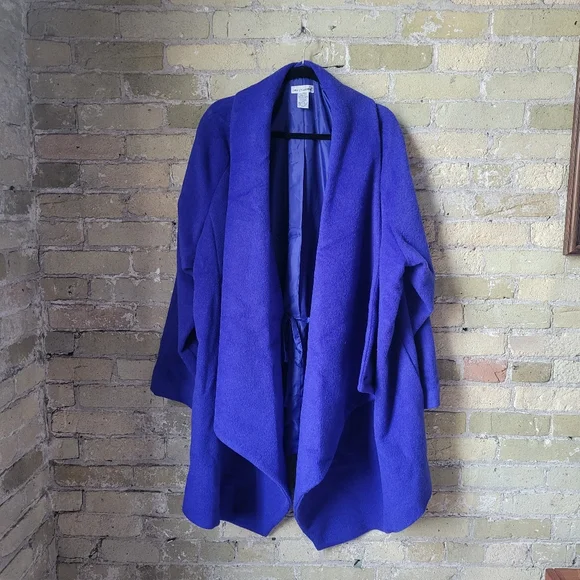 Vintage Jessica London Cobalt Blue  Asymmetrical Coat Jacket Size 24 - Picture 6 of 10